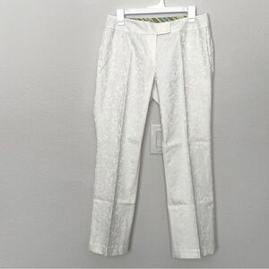 Sigrid Olsen Signature Catalina Cruise Linen White  Jacquard Pants 6 NWT